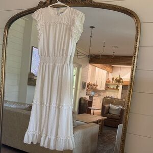 CeCe White Ruffle Midi Dress